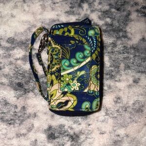 Vera Bradley Blue and Green Paisley Wristlet